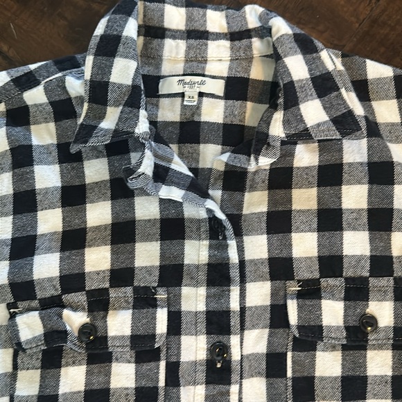 Madewell XS Flannel Black and White Checkered - Picture 2 of 3